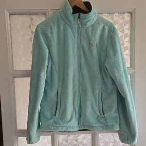 The North Face Blue Teddy Jacket Plush Fleece Stand-Up Collar